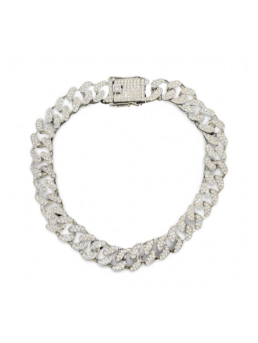 Silver Metal Dog Chain with Stones