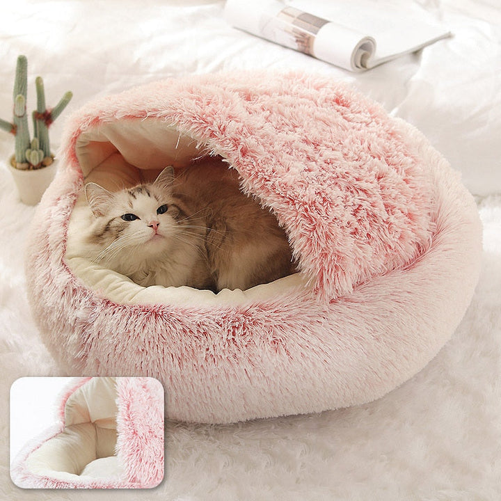 Round Plush Warm Bed House For Dogs