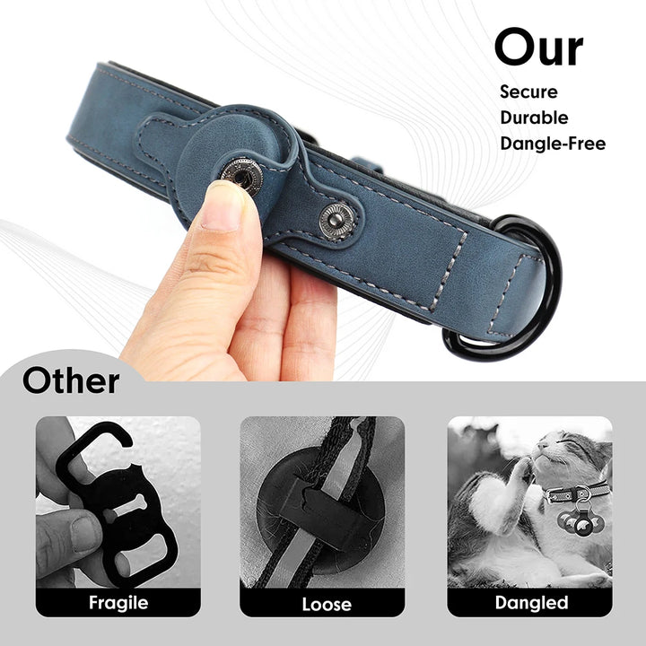 GPS Tracker Dog Collar PU Leather Dog  Collars Anti-lost Pet Pug Chihuahua Necklace Adjustable for Small Medium Large Dogs