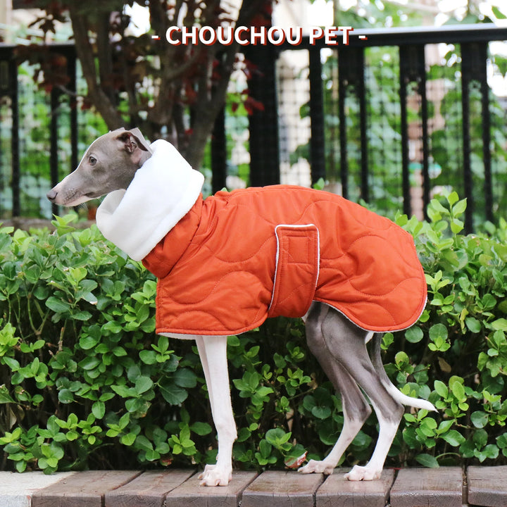 Winter Quilted Turtle Collar Dog Coat for Italian Greyhound and Whippet