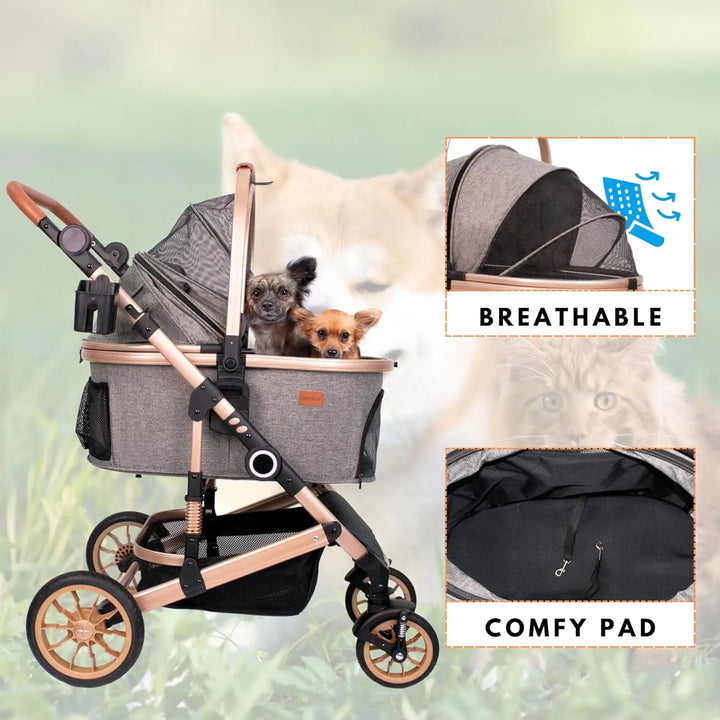 Foldable Pet Travel Carrier with Detachable Portable Pet Bag