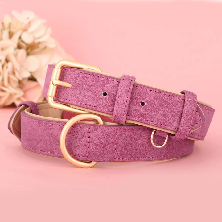 Adjustable Suede Leather Dog Collar