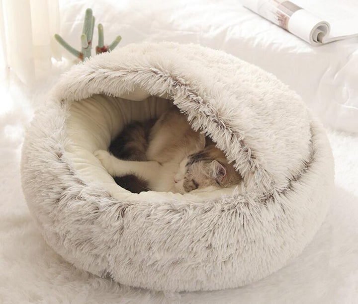 Round Plush Warm Bed House For Dogs