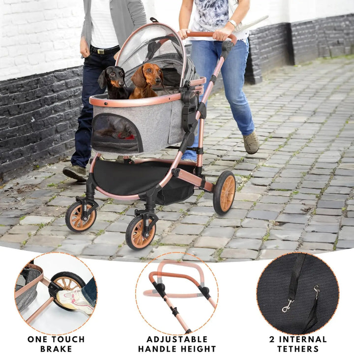 Foldable Pet Travel Carrier with Detachable Portable Pet Bag