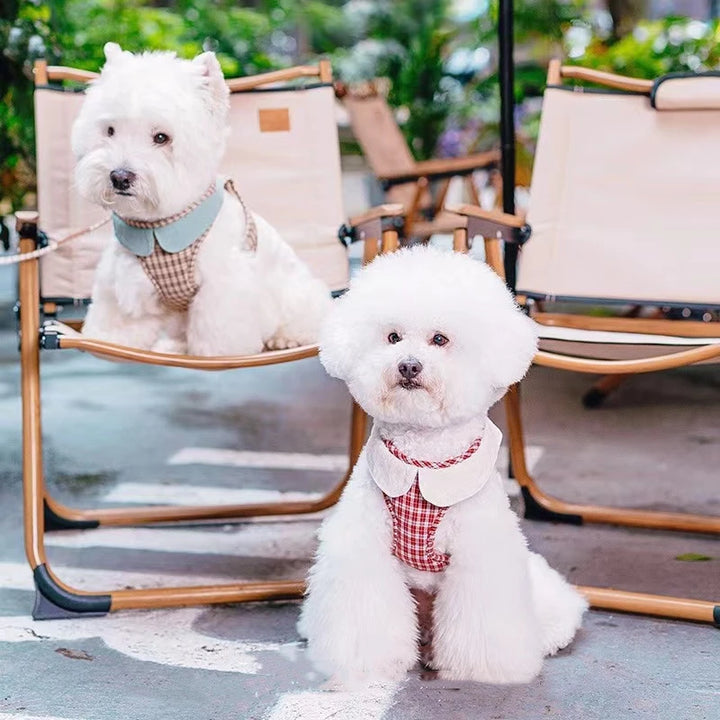 Plaid Vest Dog Harness And Leash for Small Dogs