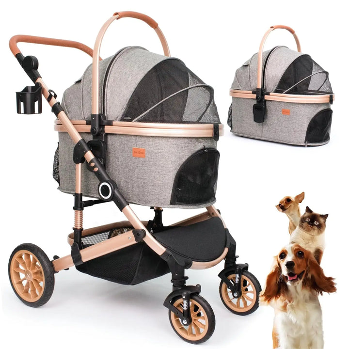 Foldable Pet Travel Carrier with Detachable Portable Pet Bag