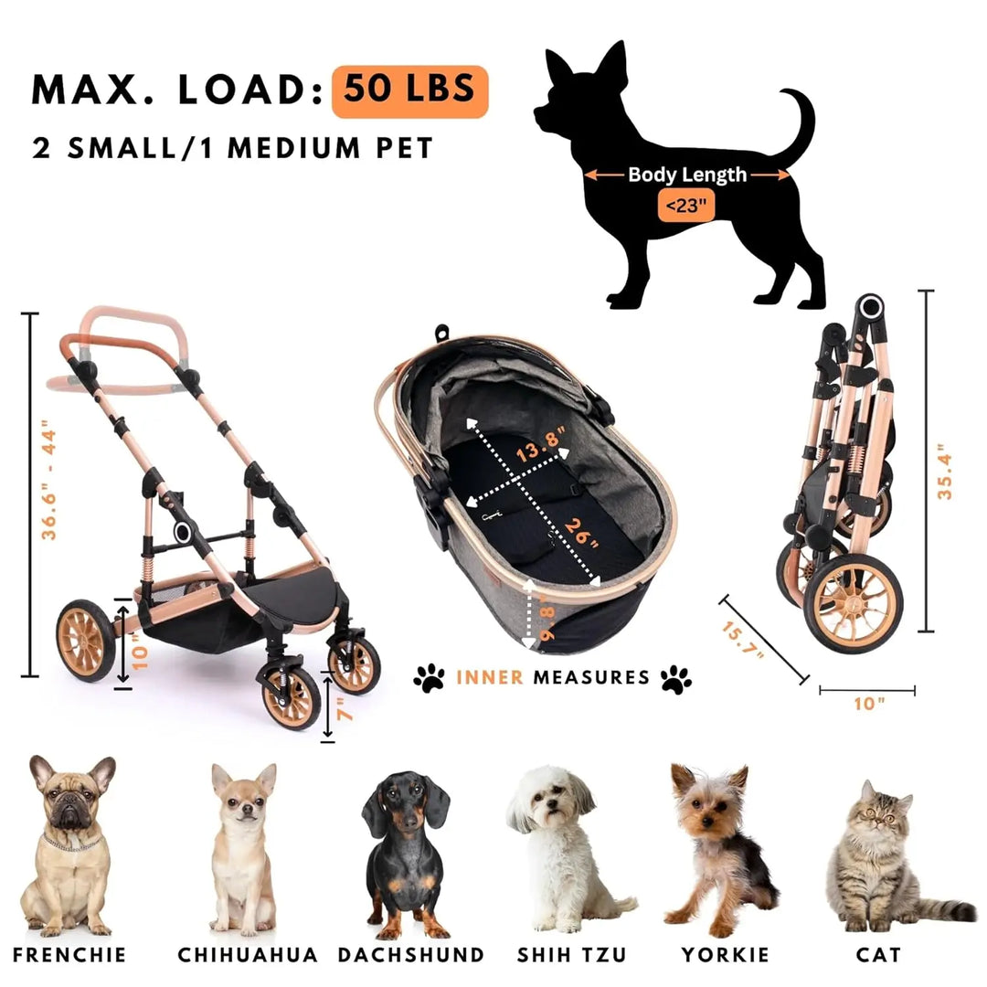 Foldable Pet Travel Carrier with Detachable Portable Pet Bag