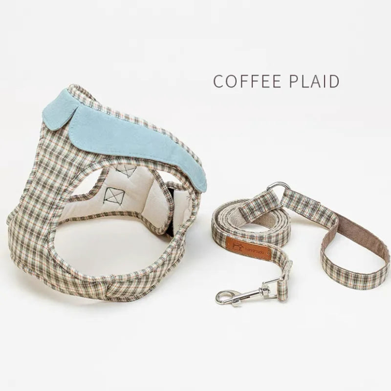 Plaid Vest Dog Harness And Leash for Small Dogs