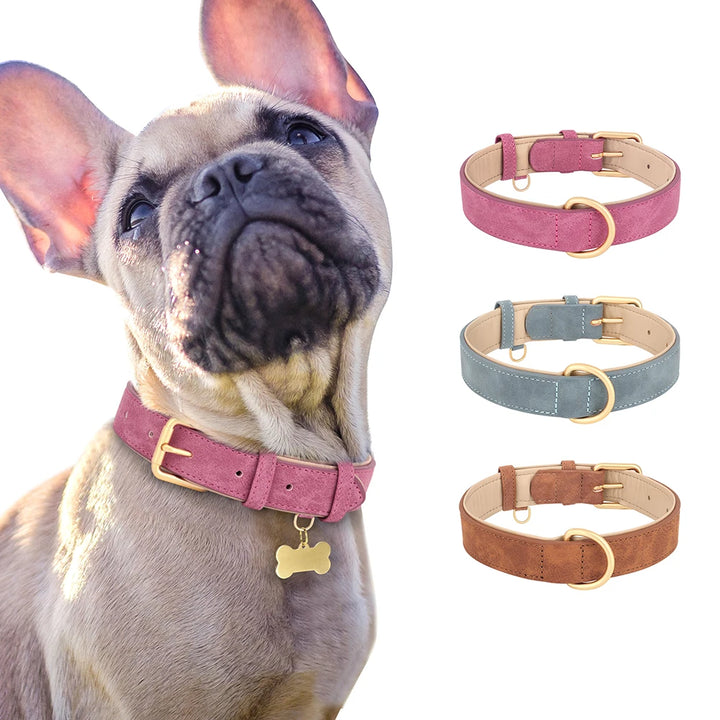 Adjustable Suede Leather Dog Collar