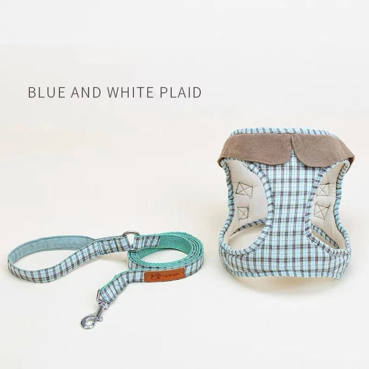 Plaid Vest Dog Harness And Leash for Small Dogs
