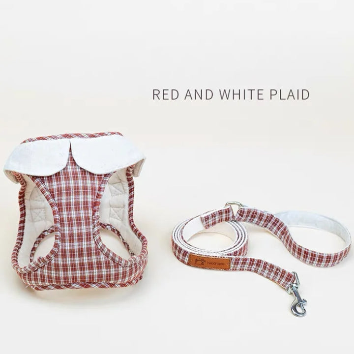 Plaid Vest Dog Harness And Leash for Small Dogs