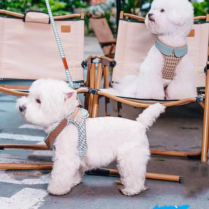 Plaid Vest Dog Harness And Leash for Small Dogs