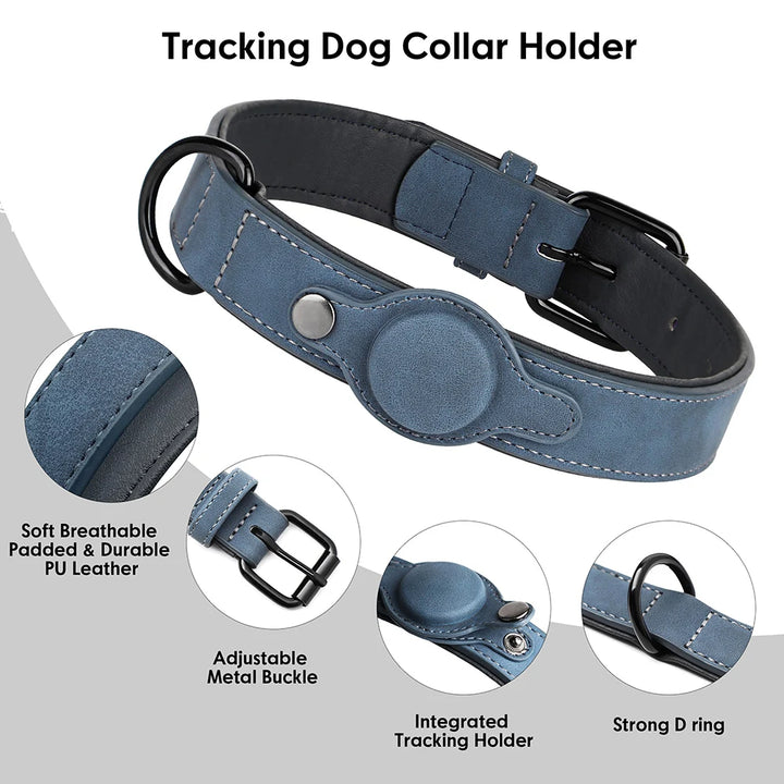 GPS Tracker Dog Collar PU Leather Dog  Collars Anti-lost Pet Pug Chihuahua Necklace Adjustable for Small Medium Large Dogs