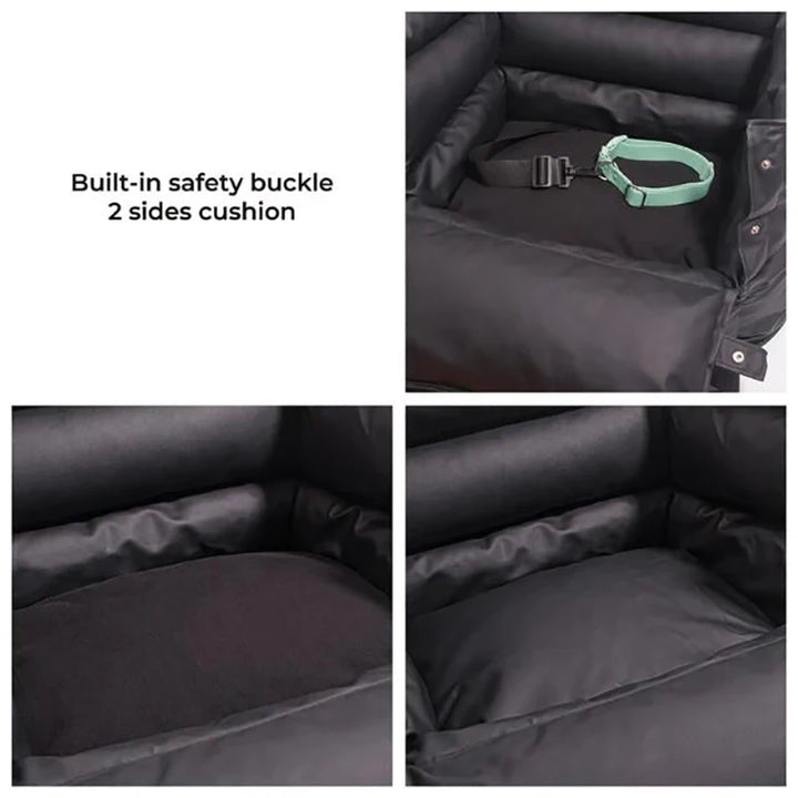 Leather Dog Car Seat Bed with Built-in Safety Buckle