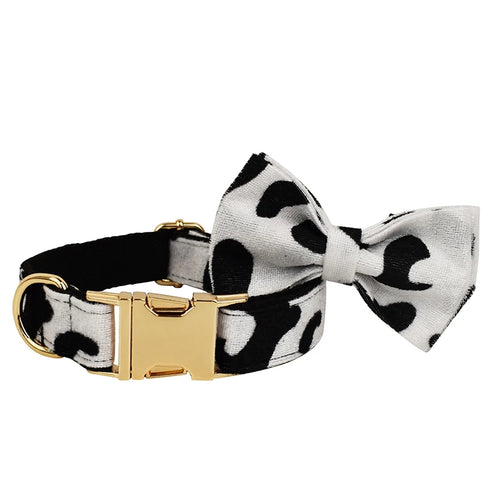 Designer Luxury Cow Print Dog Collar and Leash