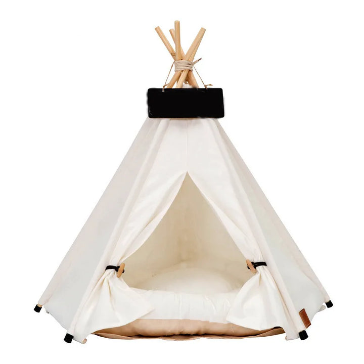 Folding Wood Teepee Portable Dog Tent