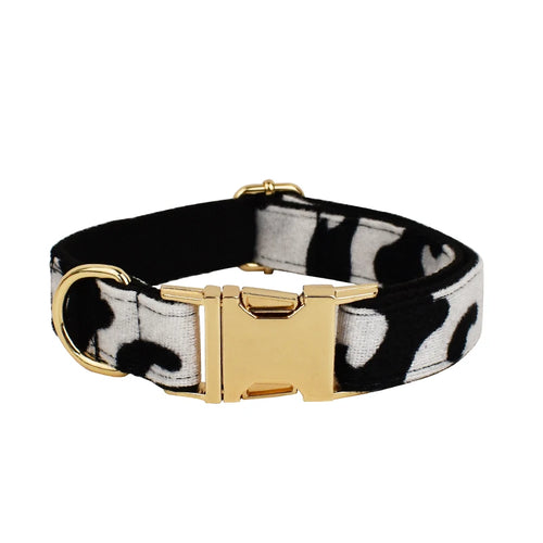 Designer Luxury Cow Print Dog Collar and Leash