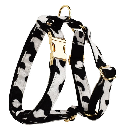 Designer Luxury Cow Print Dog Collar and Leash