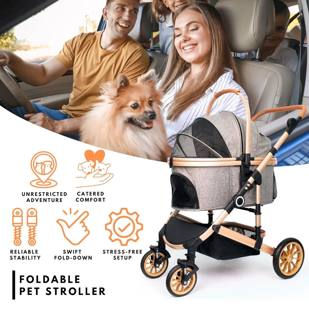 Foldable Pet Travel Carrier with Detachable Portable Pet Bag